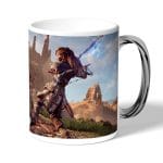 كوب قهوة بمقبض فضي بتصميم المقاتلة إلوي هورايزن زيرو داون