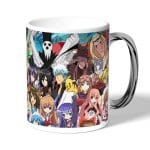 كوب قهوة بمقبض فضي بتصميم جنون الانميات