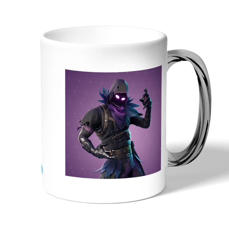 كوب قهوة بمقبض فضي بتصميم  رافين فورتنايت كوب قهوة بمقبض فضي بتصميم  رافين فورتنايت