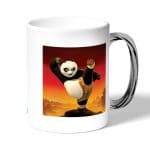 كوب قهوة بمقبض فضي بتصميم ركله كونغ فو باندا