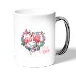 كوب قهوة بمقبض فضي بتصميم زوجين الحب فلامنغو