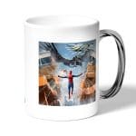 كوب قهوة بمقبض فضي بتصميم سبايدر مان ايرون مان