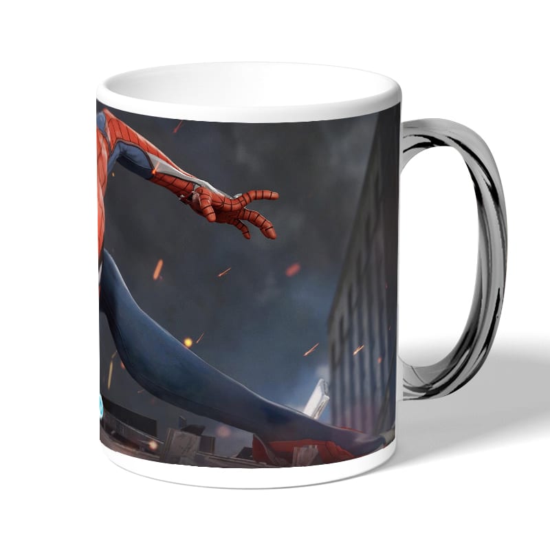 كوب قهوة بمقبض فضي بتصميم سبايدرمان هوم كامينج كوب قهوة بمقبض فضي بتصميم سبايدرمان هوم كامينج