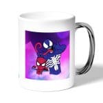 كوب قهوة بمقبض فضي بتصميم  سبيدر مان رسم