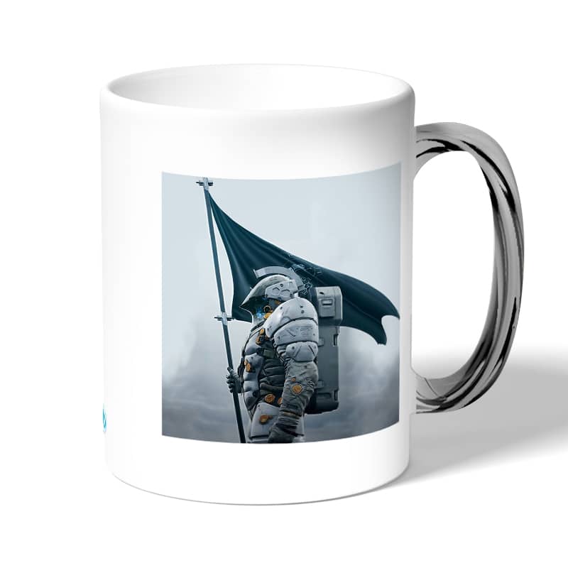 كوب قهوة بمقبض فضي بتصميم شياطين هومو ديث ستراندنغ كوب قهوة بمقبض فضي بتصميم شياطين هومو ديث ستراندنغ