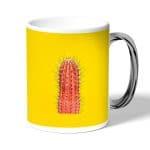 كوب قهوة بمقبض فضي بتصميم صبار