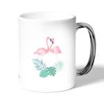 كوب قهوة بمقبض فضي بتصميم طائر الفلامنجو