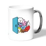 كوب قهوة بمقبض فضي بتصميم عائلة بانقتان شخصيات BTS