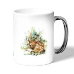 كوب قهوة بمقبض فضي بتصميم غزال صغير