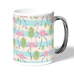 كوب قهوة بمقبض فضي بتصميم فلامنغو الاستوائية