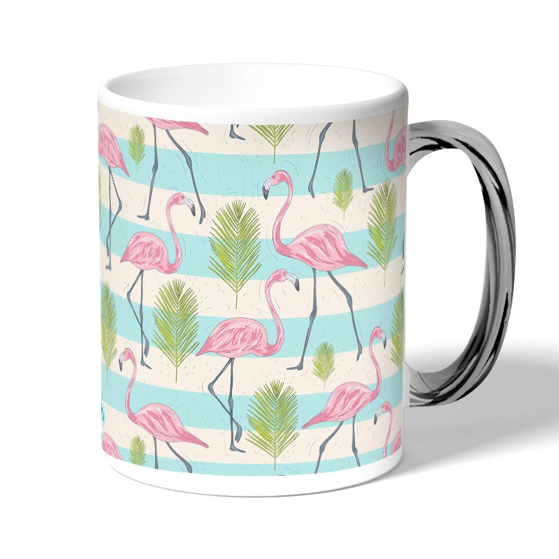 كوب قهوة بمقبض فضي بتصميم فلامنغو الاستوائية كوب قهوة بمقبض فضي بتصميم فلامنغو الاستوائية