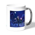 كوب قهوة بمقبض فضي بتصميم فورت نايت زومبي