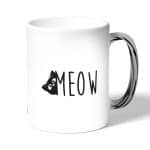 كوب قهوة بمقبض فضي بتصميم قطه لطيفه