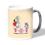 كوب قهوة بمقبض فضي بتصميم قوه كوكي شخصيات BT21