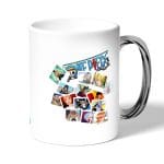 كوب قهوة بمقبض فضي بتصميم لحظات مهمه ون بيس