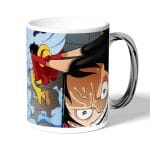 كوب قهوة بمقبض فضي بتصميم لوفي ضد سيزار ون بيس