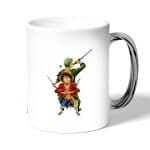 كوب قهوة بمقبض فضي بتصميم لوفي و زورو ون بيس