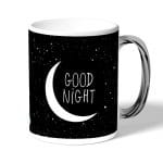 كوب قهوة بمقبض فضي بتصميم ليله سعيده