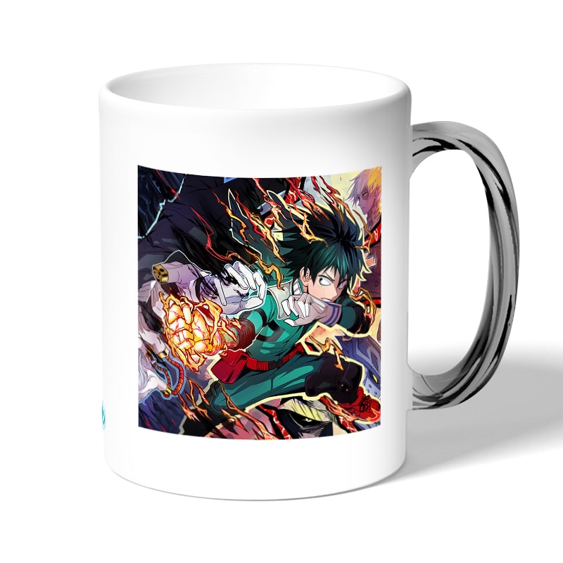 كوب قهوة بمقبض فضي بتصميم معركه في أكاديميتي للأبطال كوب قهوة بمقبض فضي بتصميم معركه في أكاديميتي للأبطال