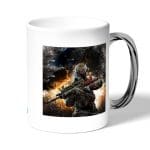 كوب قهوة بمقبض فضي بتصميم نيران معارك كول أوف ديوتي