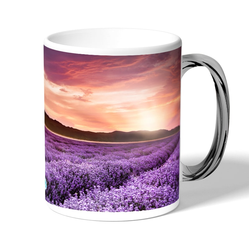 كوب قهوة بمقبض فضي بتصميم ورود بنفسجيه كوب قهوة بمقبض فضي بتصميم ورود بنفسجيه