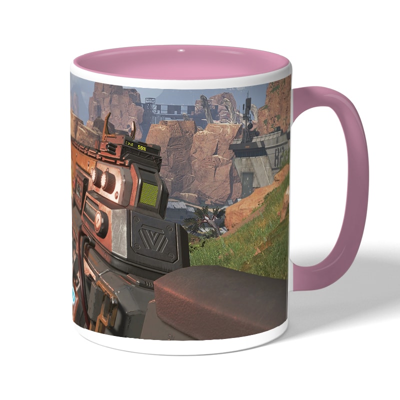 كوب قهوة بمقبض وردي بتصميم أبيكس ليجندز سلاح كوب قهوة بمقبض وردي بتصميم أبيكس ليجندز سلاح