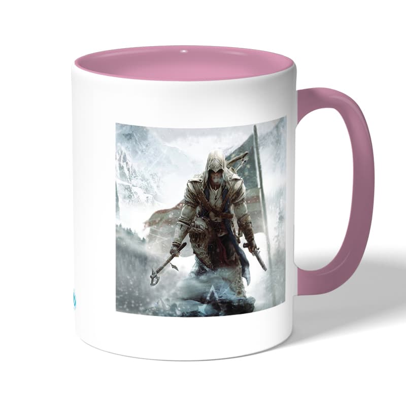 كوب قهوة بمقبض وردي بتصميم أساسنز كريد الثورة الأمريكية كوب قهوة بمقبض وردي بتصميم أساسنز كريد الثورة الأمريكية