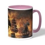 كوب قهوة بمقبض وردي بتصميم أساسنز كريد بلاك فلاغ