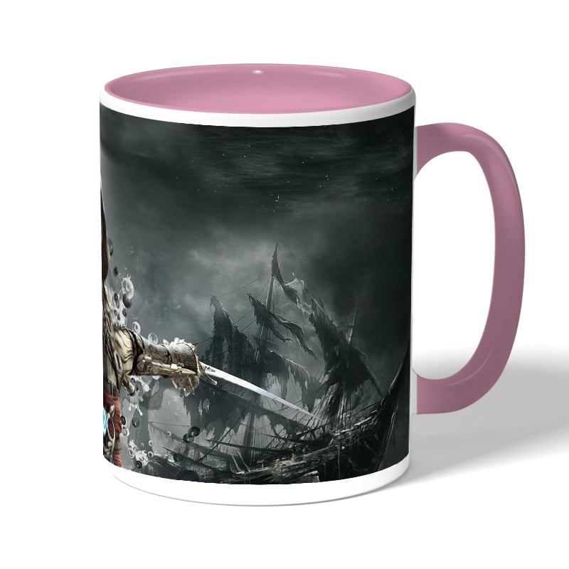 كوب قهوة بمقبض وردي بتصميم أساسنز كريد كوب قهوة بمقبض وردي بتصميم أساسنز كريد