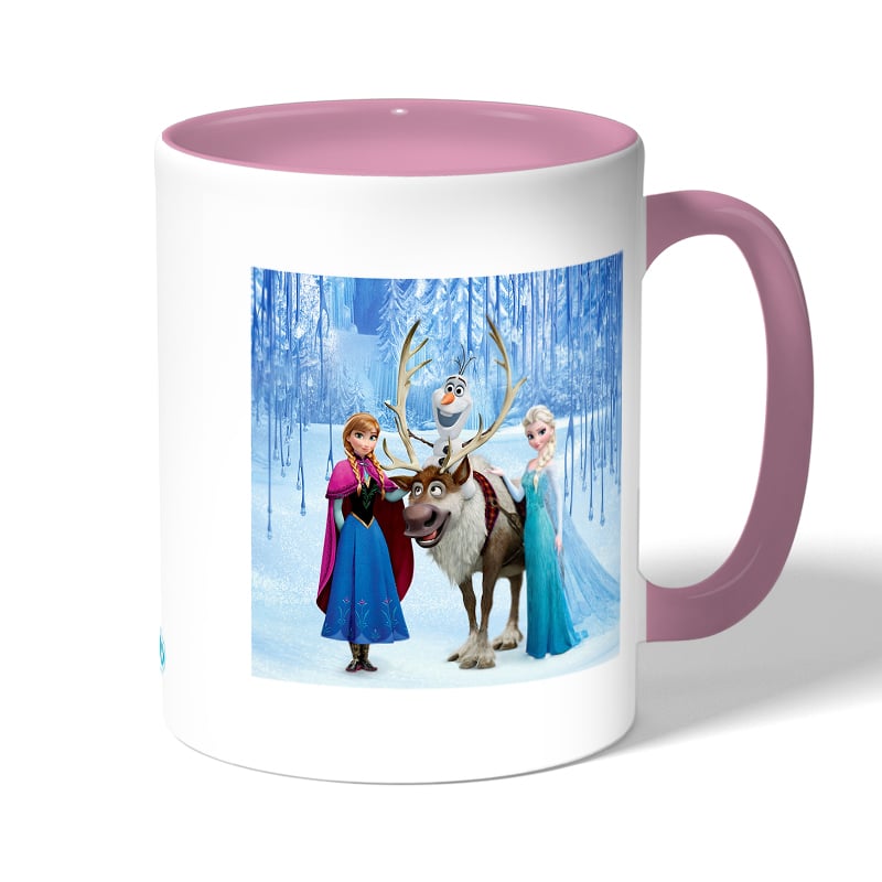 كوب قهوة بمقبض وردي بتصميم ابطال فروزن كوب قهوة بمقبض وردي بتصميم ابطال فروزن