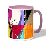 كوب قهوة بمقبض وردي بتصميم اشكال هندسيه