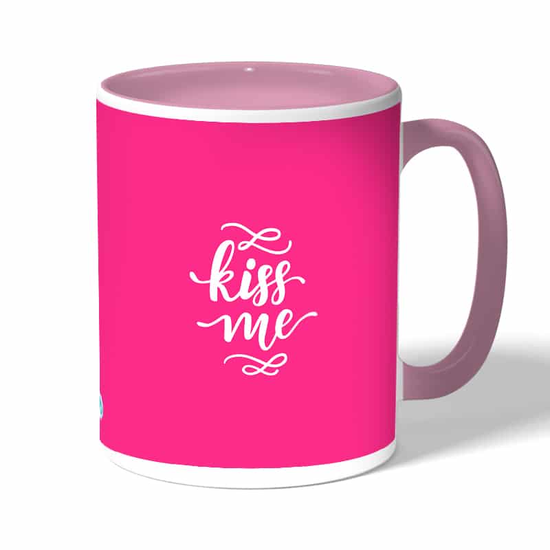 كوب قهوة بمقبض وردي بتصميم اعطني قبلة كوب قهوة بمقبض وردي بتصميم اعطني قبلة