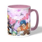 كوب قهوة بمقبض وردي بتصميم الاحتفال مع كل الانميات