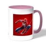 كوب قهوة بمقبض وردي بتصميم الرجل العنكبوت مارفل