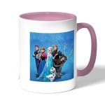 كوب قهوة بمقبض وردي بتصميم الشخصيات الرئيسيه لفروزن