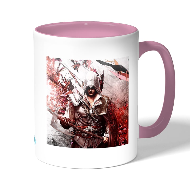 كوب قهوة بمقبض وردي بتصميم الطائرمع الفأس أساسنز كريد كوب قهوة بمقبض وردي بتصميم الطائرمع الفأس أساسنز كريد