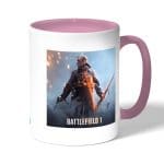 كوب قهوة بمقبض وردي بتصميم اللعبه القتاليه باتلفيلد 1