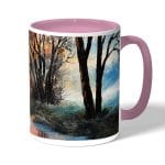 كوب قهوة بمقبض وردي بتصميم انعكاس الغروب