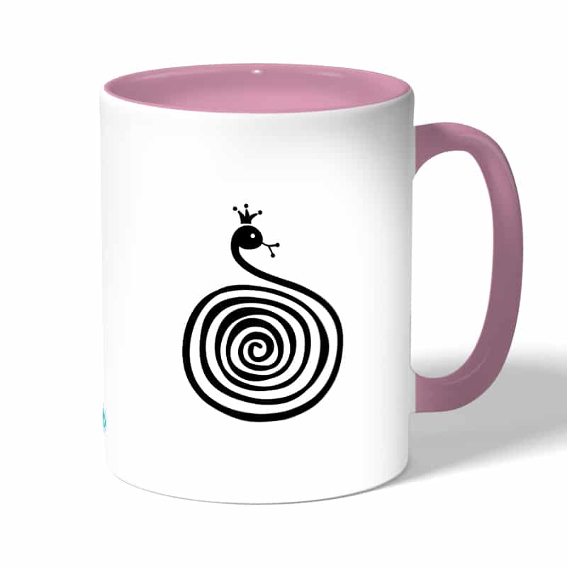 كوب قهوة بمقبض وردي بتصميم ثعبان لطيف كوب قهوة بمقبض وردي بتصميم ثعبان لطيف