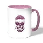 كوب قهوة بمقبض وردي بتصميم جمجمه انيقه