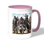 كوب قهوة بمقبض وردي بتصميم حرب بحريه أساسنز كريد