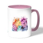 كوب قهوة بمقبض وردي بتصميم حمار وحشي ملون