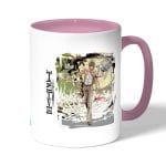 كوب قهوة بمقبض وردي بتصميم ديث نوت عالم الشياطين