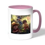 كوب قهوة بمقبض وردي بتصميم ذكريات الطفولة ون بيس