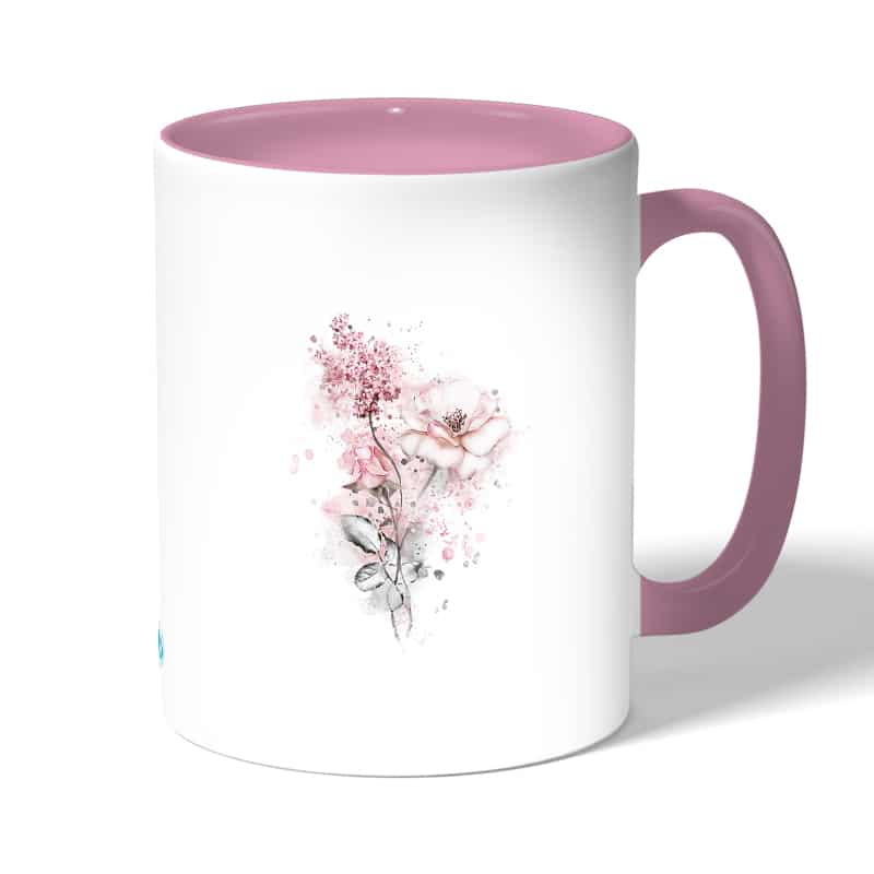 كوب قهوة بمقبض وردي بتصميم رسمه ورده كوب قهوة بمقبض وردي بتصميم رسمه ورده