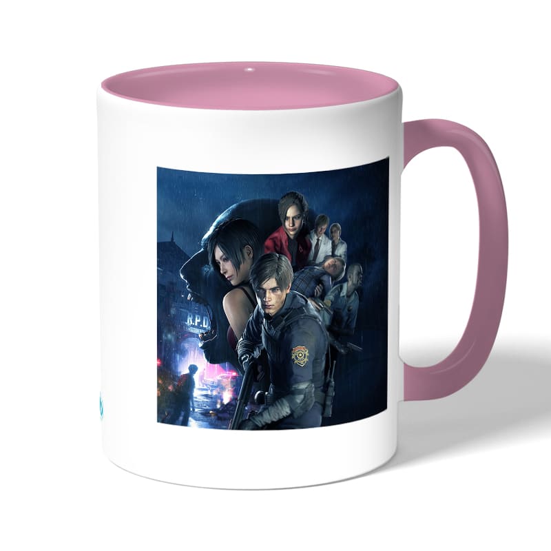 كوب قهوة بمقبض وردي بتصميم ريزدنت ايفل 2 جميع الشخصيات كوب قهوة بمقبض وردي بتصميم ريزدنت ايفل 2 جميع الشخصيات