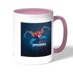 كوب قهوة بمقبض وردي بتصميم سبايدر مان الرائع