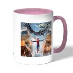 كوب قهوة بمقبض وردي بتصميم سبايدر مان ايرون مان