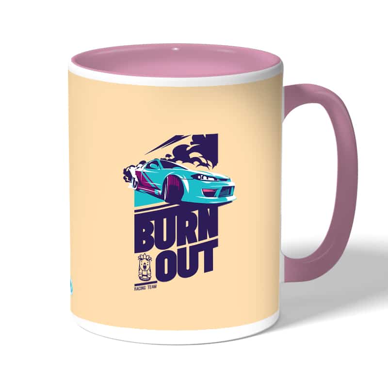 كوب قهوة بمقبض وردي بتصميم سيارة سباق كوب قهوة بمقبض وردي بتصميم سيارة سباق