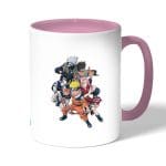 كوب قهوة بمقبض وردي بتصميم شخصيات ناروتو وهم صغار